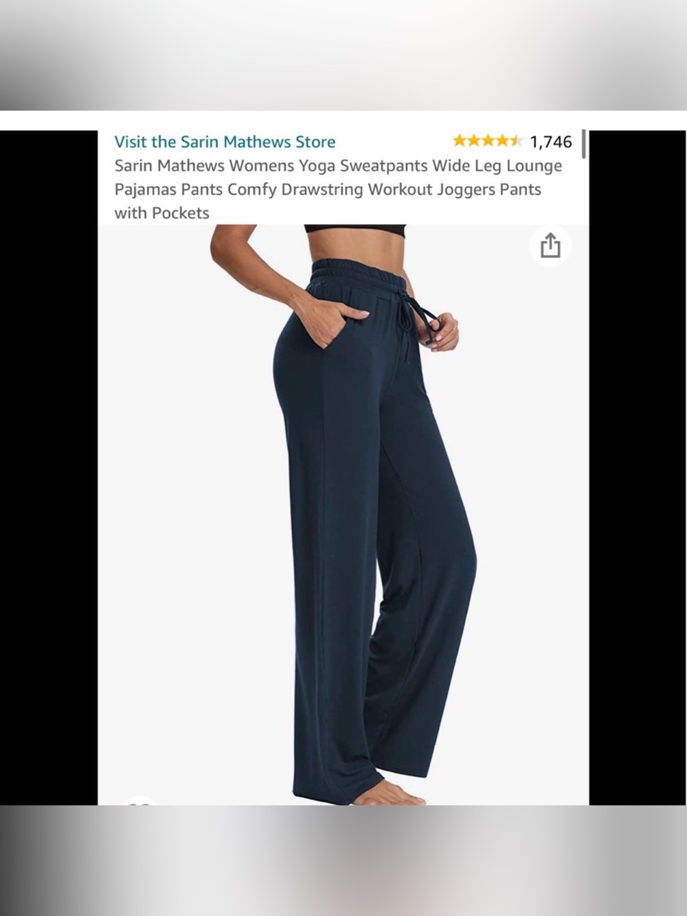 NWT Sarin Mathews Black Loose Fit Lounge/Yoga Pants size Small